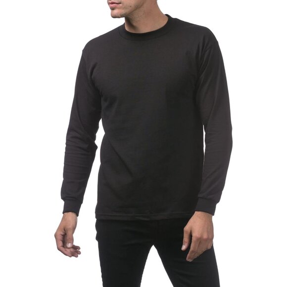 Men's Heavyweight Cotton Long Sleeve Crew Neck T-Shirt - Picture 4 of 5